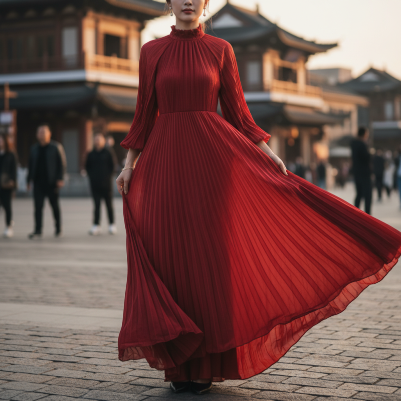 China Best Pleated Maxi Dress for Global Buyers Trending Now?