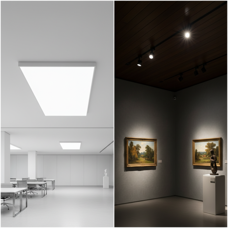 What is the difference between panel lights and downlights?