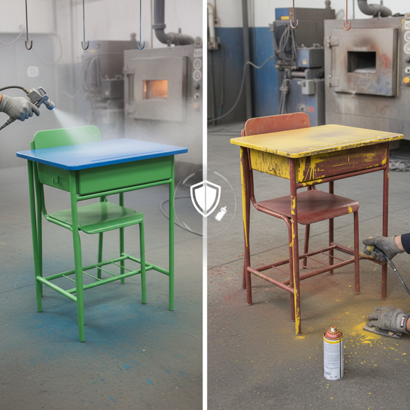 Why Choose Powder Coating Over Spray Paint for School Desks?