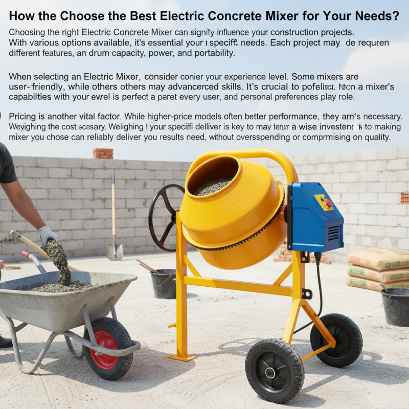 How to Choose the Best Electric Concrete Mixer for Your Needs?