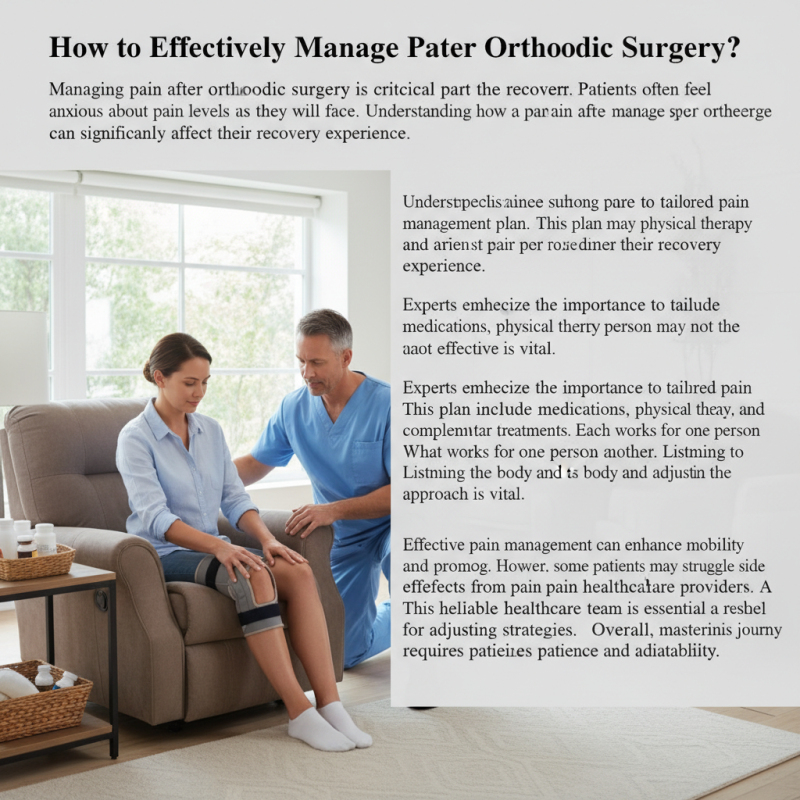 How to Effectively Manage Pain After Orthopedic Surgery?