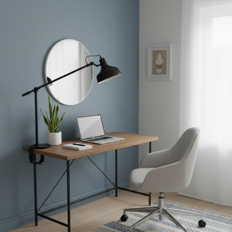 How to Decorate a Small Office with an Adjustable Swing Arm Lamp?