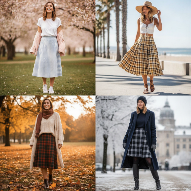 How to Style a Checkered Skirt for Every Season?