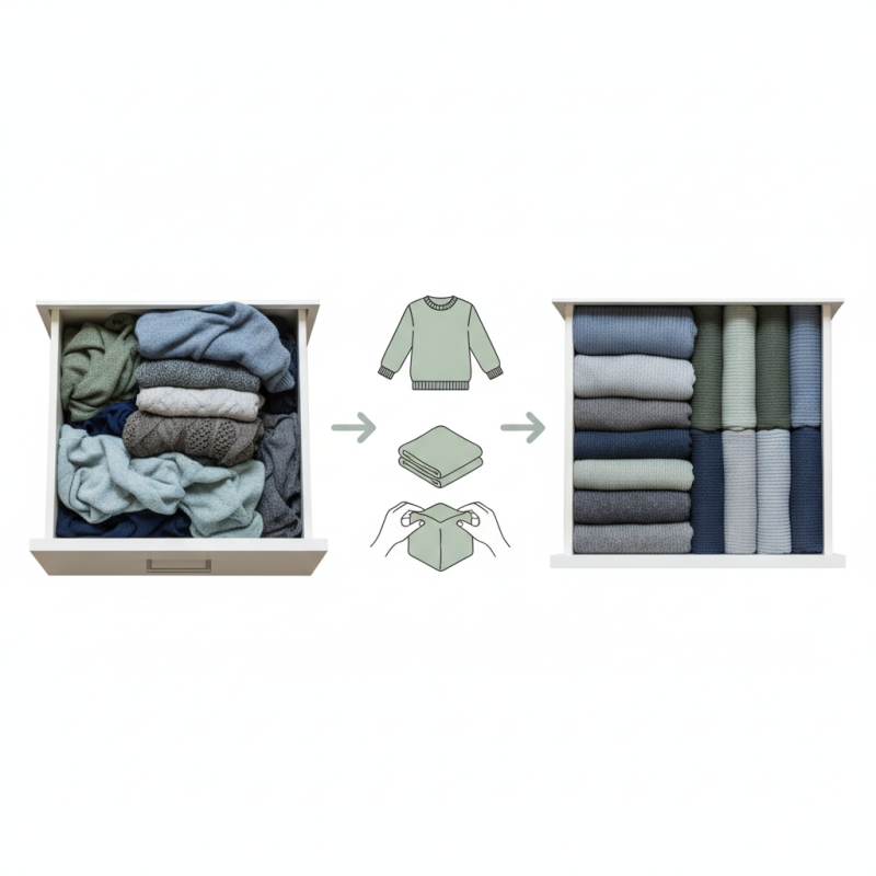 How to Fold Sweaters Efficiently to Maximize Drawer Space?