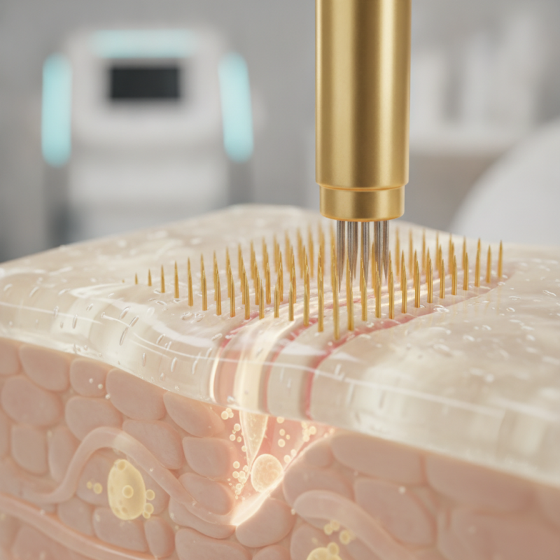 What depth for gold RF microneedles is optimal for results?