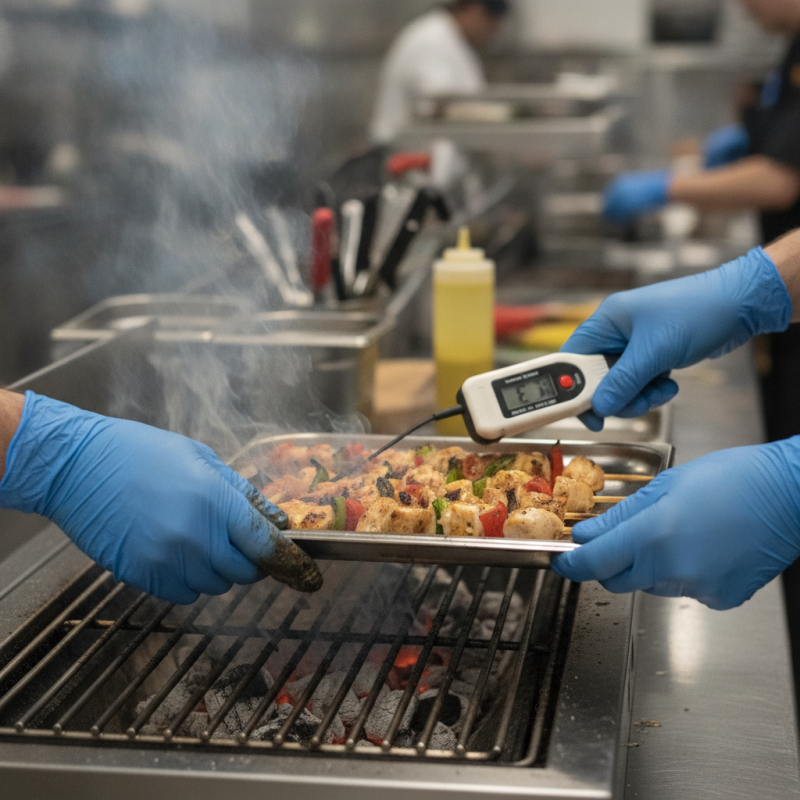 Can you use nitrile gloves for hot food handling safety?