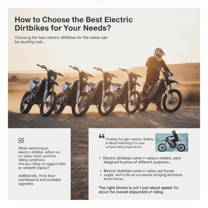 How to Choose the Best Electric Dirtbikes for Your Needs?