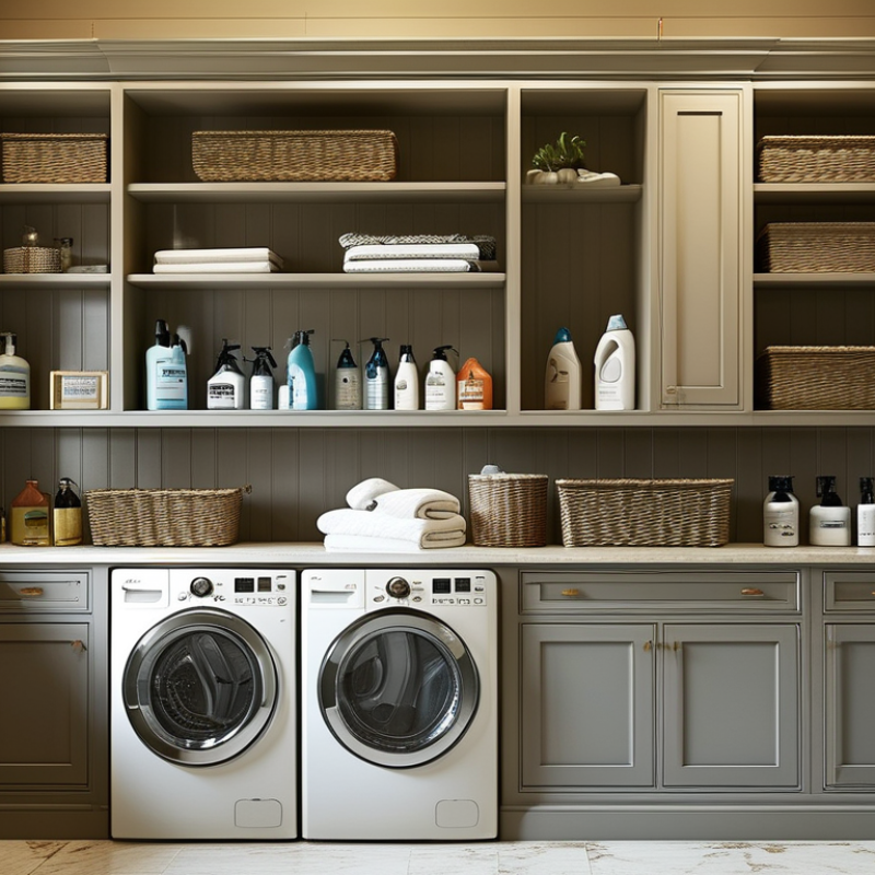 What is the best layout for laundry room cabinets?