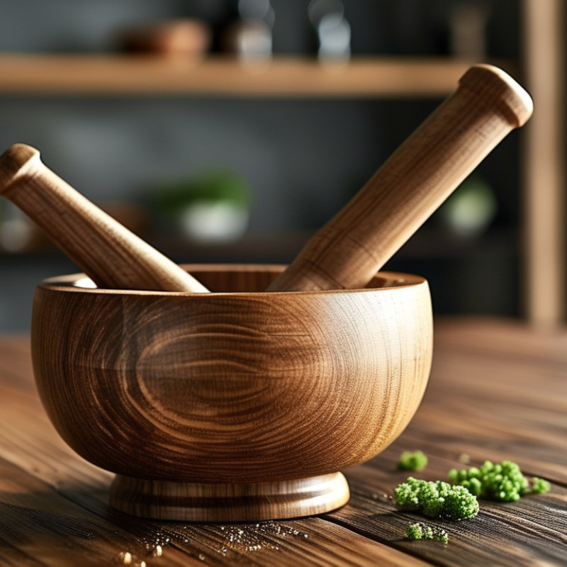 ¿Consejos para limpiar un mortero y mano de madera pegajosos?