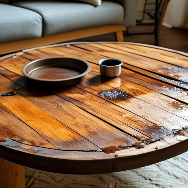 Como proteger uma mesa de café de madeira de bandejas quentes?