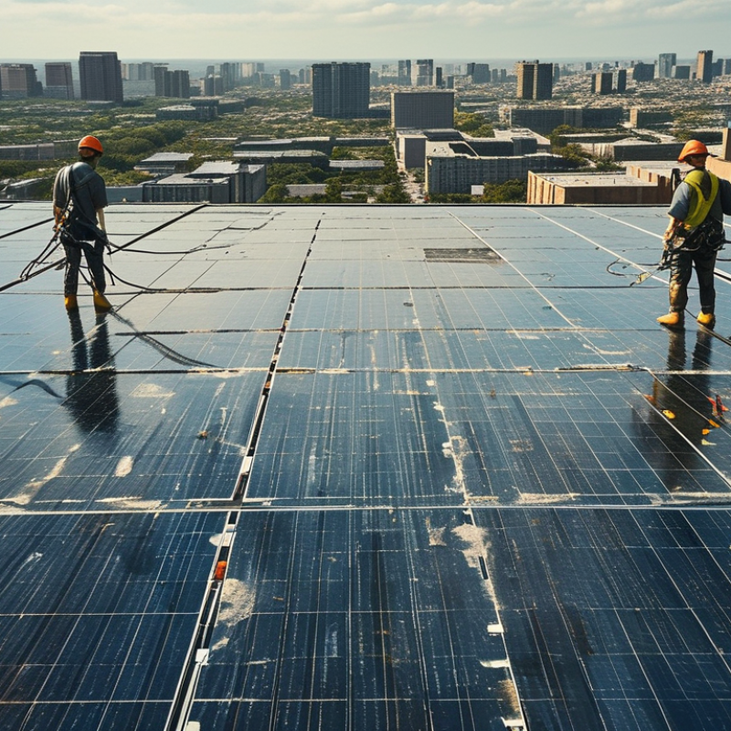 How to Safely Clean Solar Panels on a High Roof?
