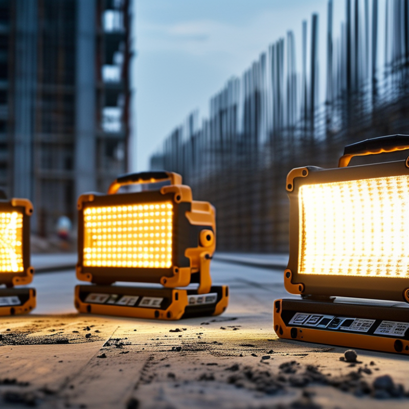 How do LED work lights enhance visibility on construction sites?