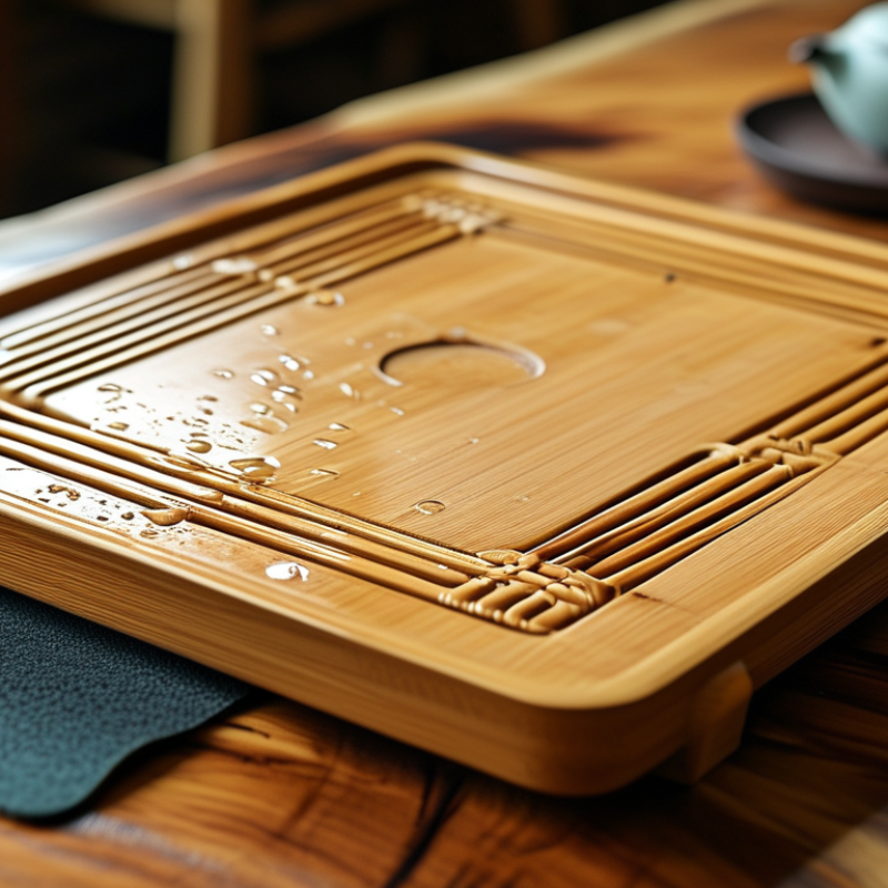 Por que uma bandeja de chá de bambu está danificando uma mesa de madeira?