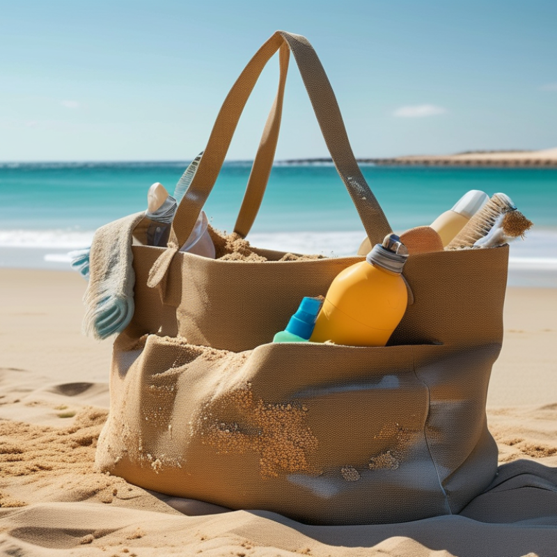 Como fazer para limpar areia de um saco de praia?