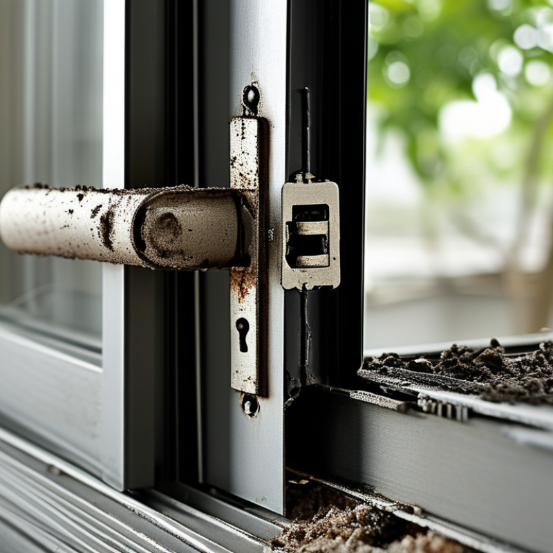 ¿Cómo arreglar un pestillo de ventana corrediza de aluminio atascado?