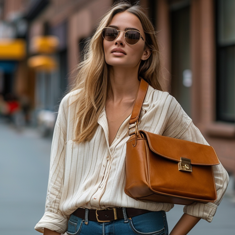 Como usar uma bolsa transversal com roupas casuais?