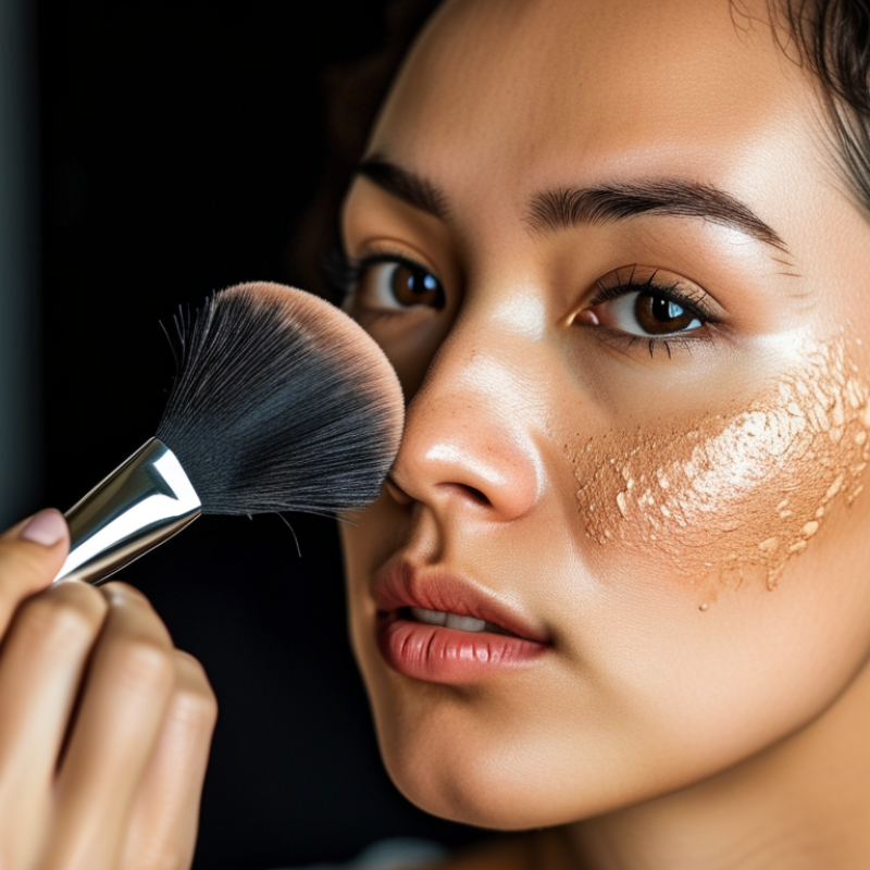 ¿Cómo usar una brocha kabuki para una base mineral?