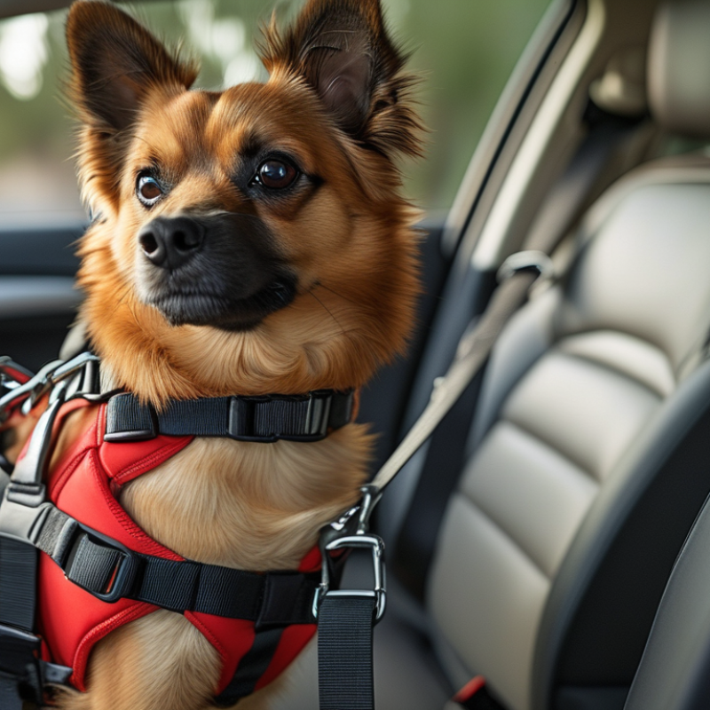 ¿Cómo colocar el cinturón de seguridad de un coche en un arnés de perro?