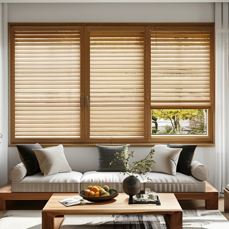 China Best Light Teak Grain Wooden Venetian Blinds Supplier