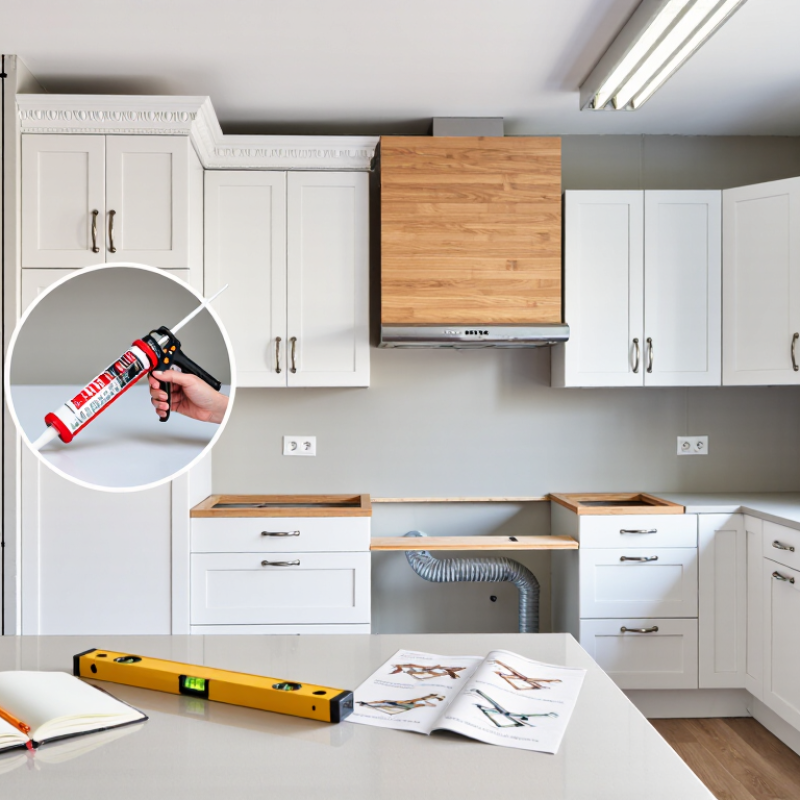 Como preencher o espaço entre armários de cozinha e o teto?