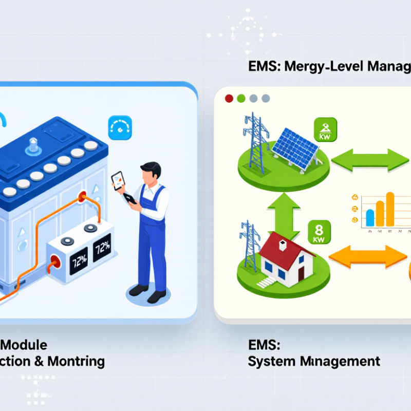 ¿Qué diferencia hay entre BMS y EMS en almacenamiento solar?