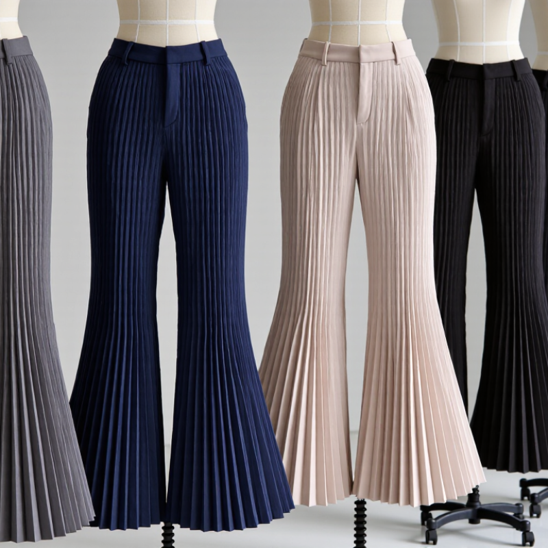 Top Flared Pleated Trousers Manufacturers for Global Buyers