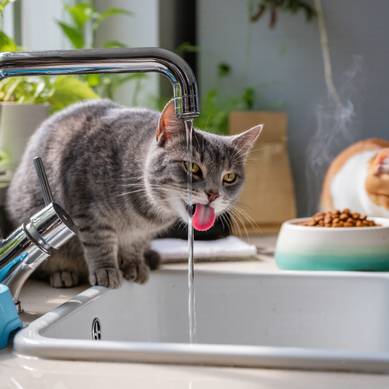 ¿Por qué mi gato prefiere agua corriente a comida húmeda?