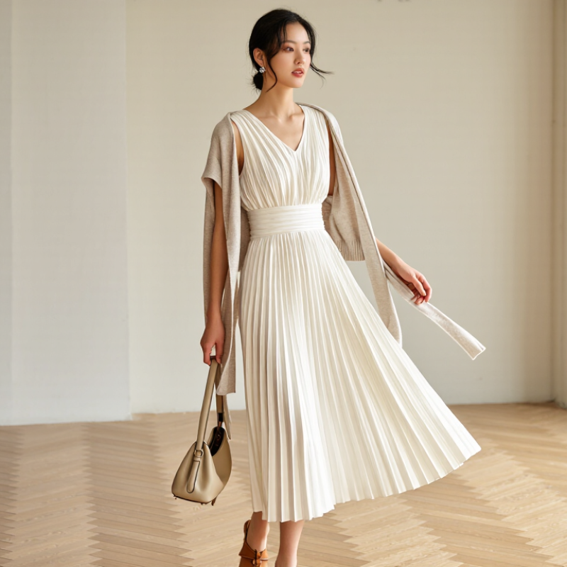 How to Style a Pleated Midi Dress
