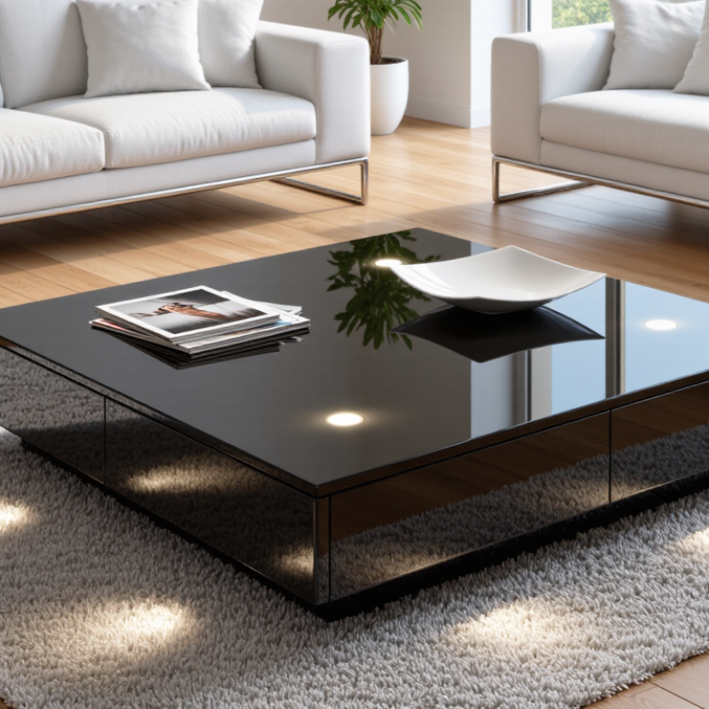 China Top Modern High Gloss Black Coffee Table Supplier