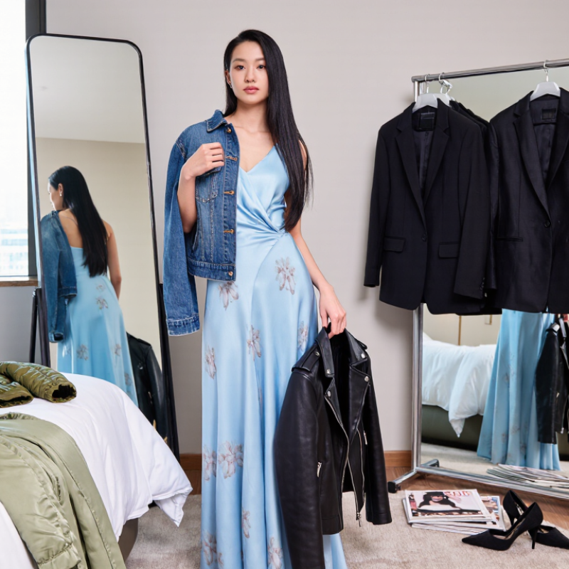 Qual jaqueta usar com um vestido maxi da China?