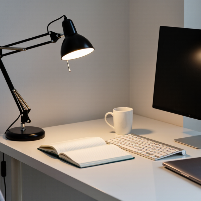 How to Style an Adjustable Swing Arm Lamp in a Small Office?