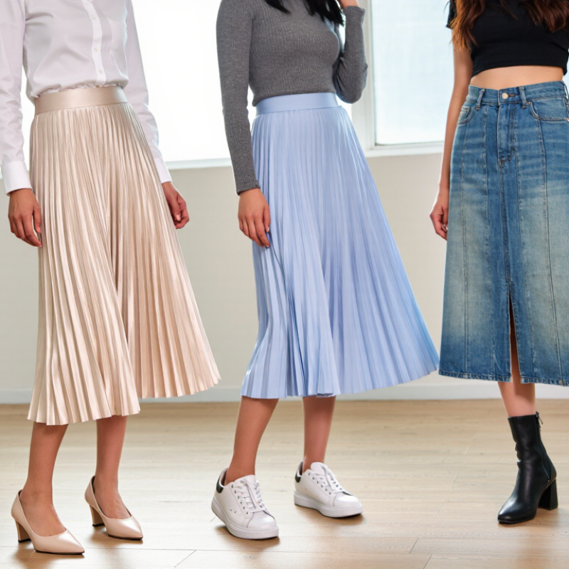How to Pair Shoes with a Pleated Midi Skirt?