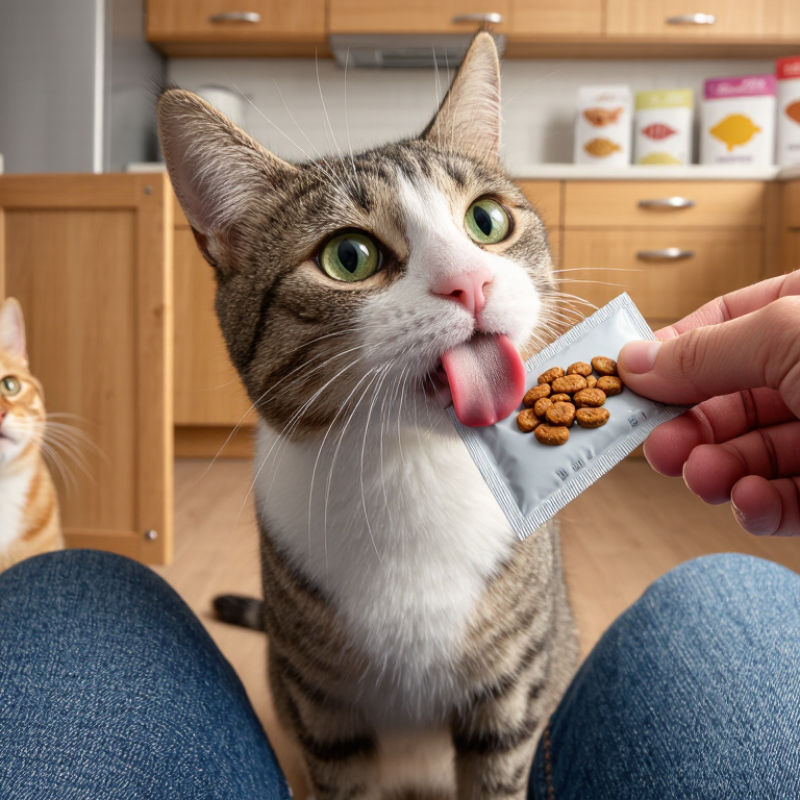 ¿Por qué mi gato está obsesionado con los premios de puré?