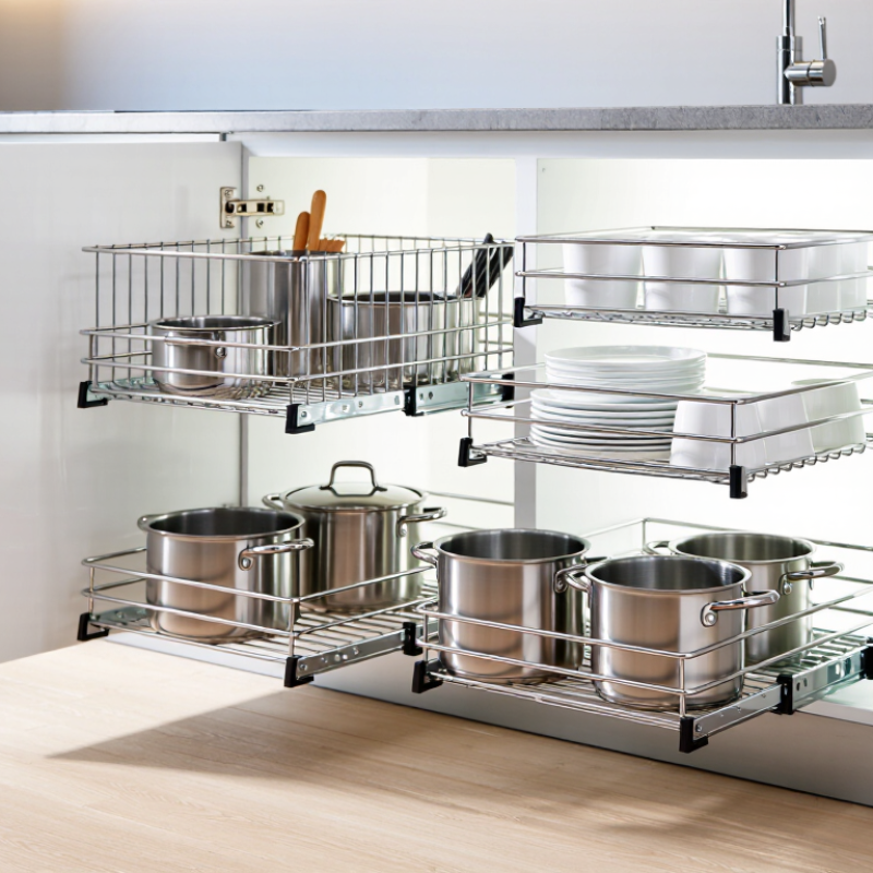 China Top 10 High Quality Flat Steel Pull Out Baskets