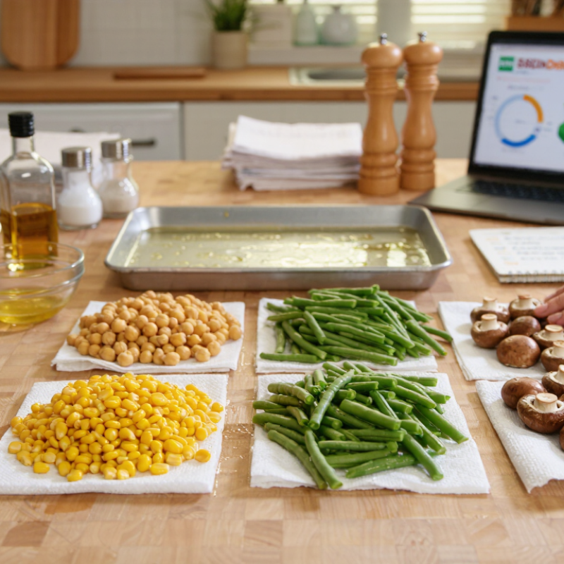 ¿Cómo escurrir y secar verduras enlatadas para asar en 2026?